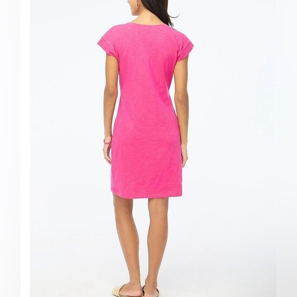 J Crew T Shirt Dress Womens Medium Tie Waist Mini Cap Sleeves Dolman Cotton - Picture 2 of 5